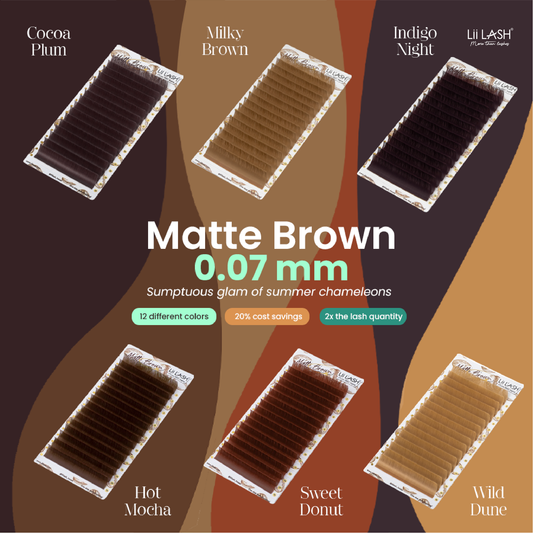 Ultimate 0.07 Matte Brown Lash Collection: A Chameleon Glam for Lash Artists