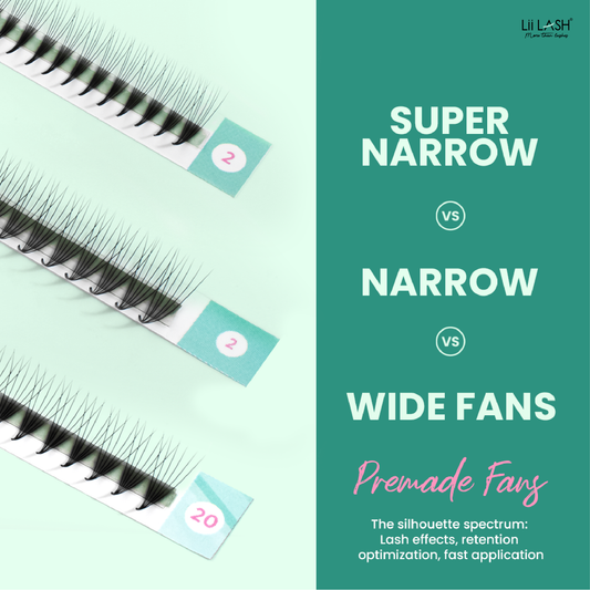 Wide, Narrow, and Super Narrow Premade Fans: What’s the difference?