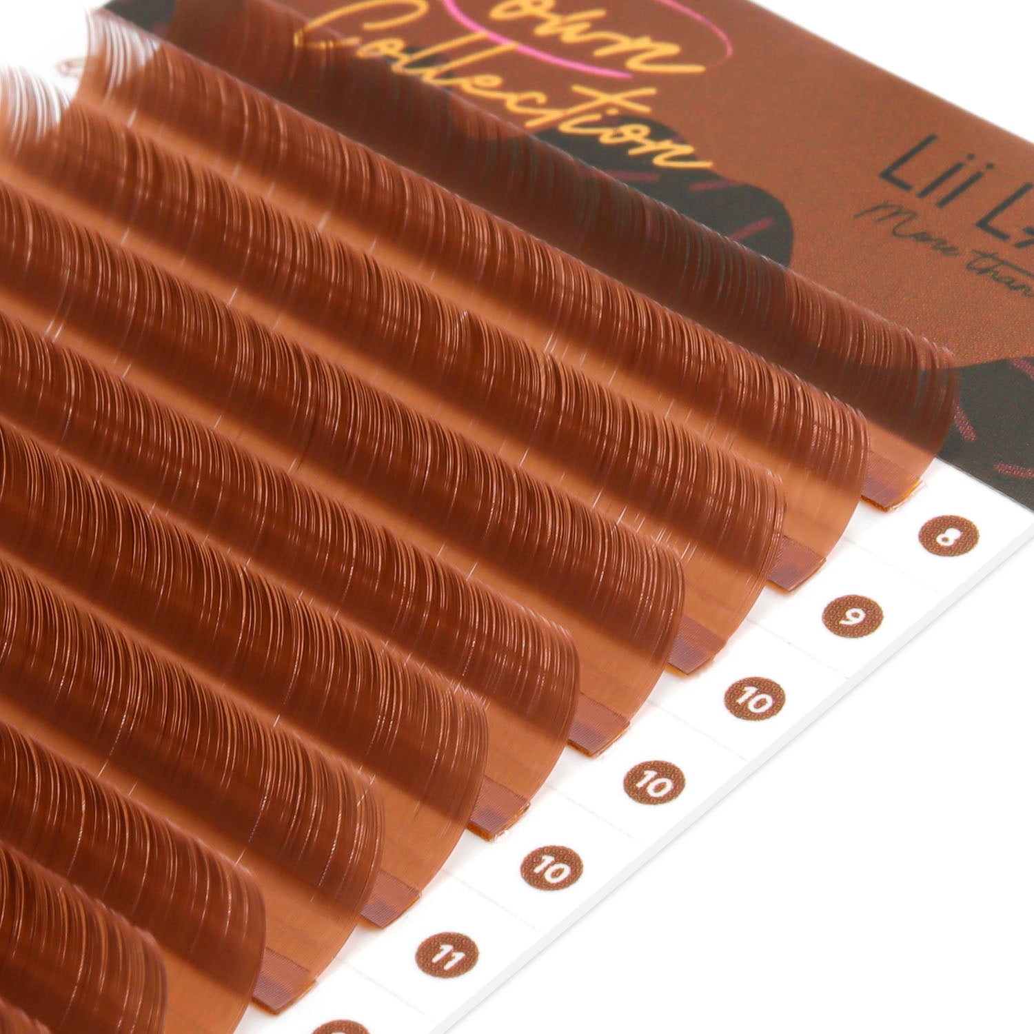 Caramel-Brown-colored-lashes-0.07mm-macro-angled