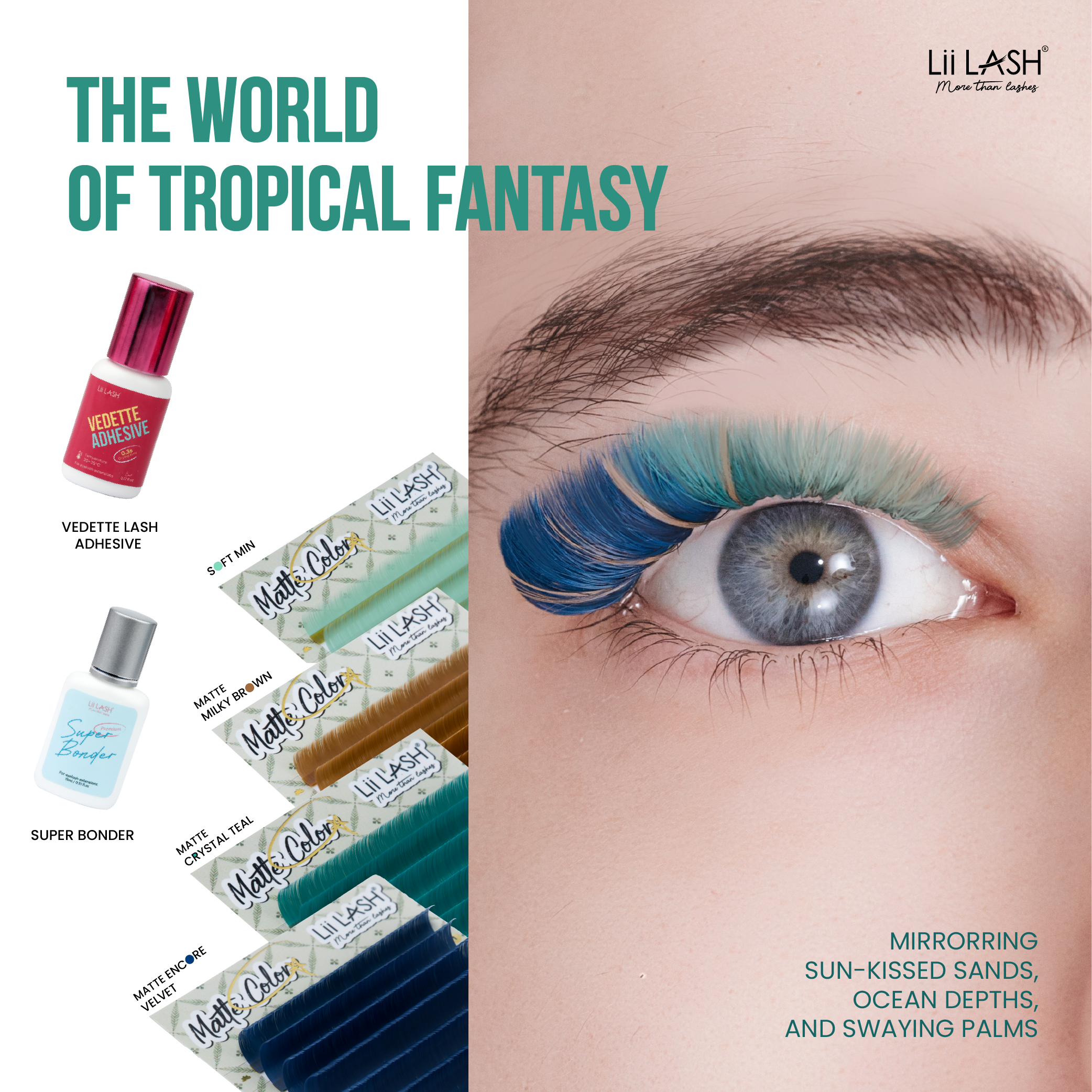 Matte Colored Lashes - Ocean Ice