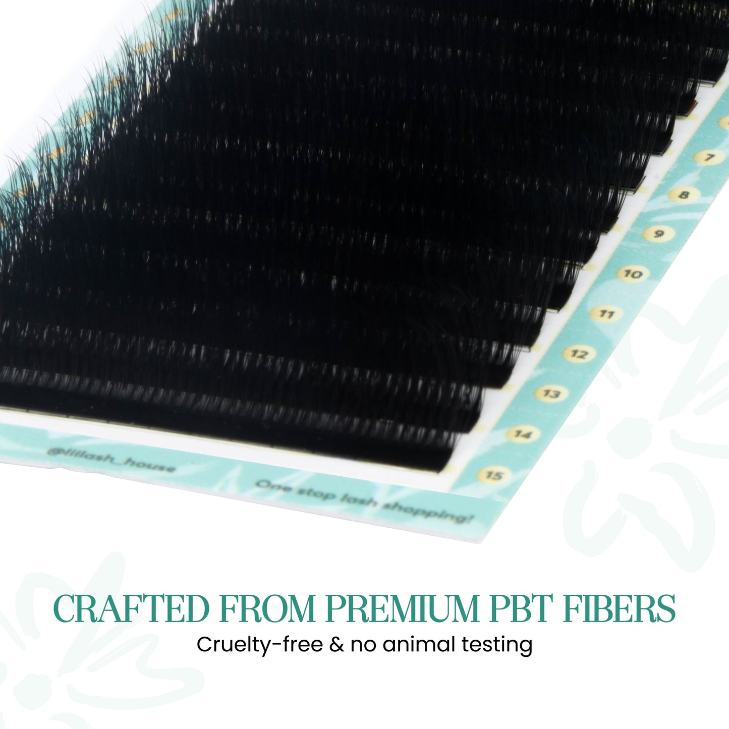 Tray of Camellia Lashes highlighting premium PBT fibers and expert craftsmanship