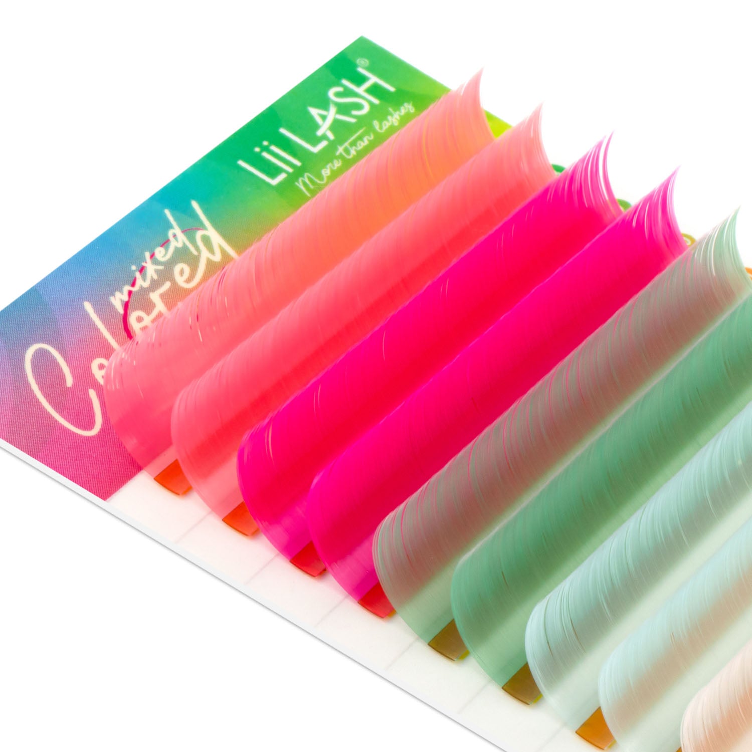 Peach-and-Wild-Mint-mixed-colored-lashes-no-kink-knot-free