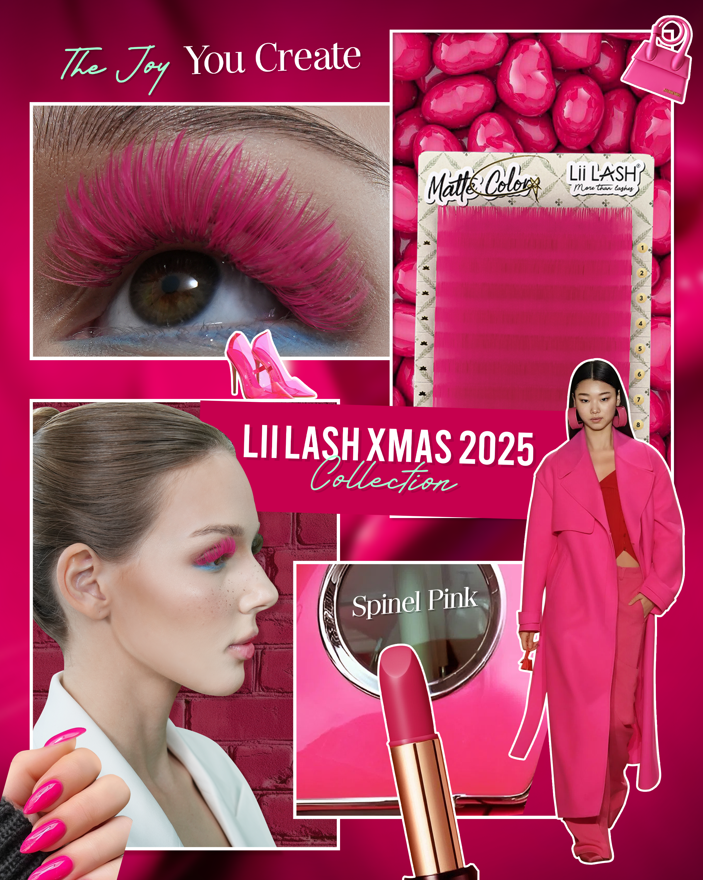 Matte Colored Lashes - Spinel Pink