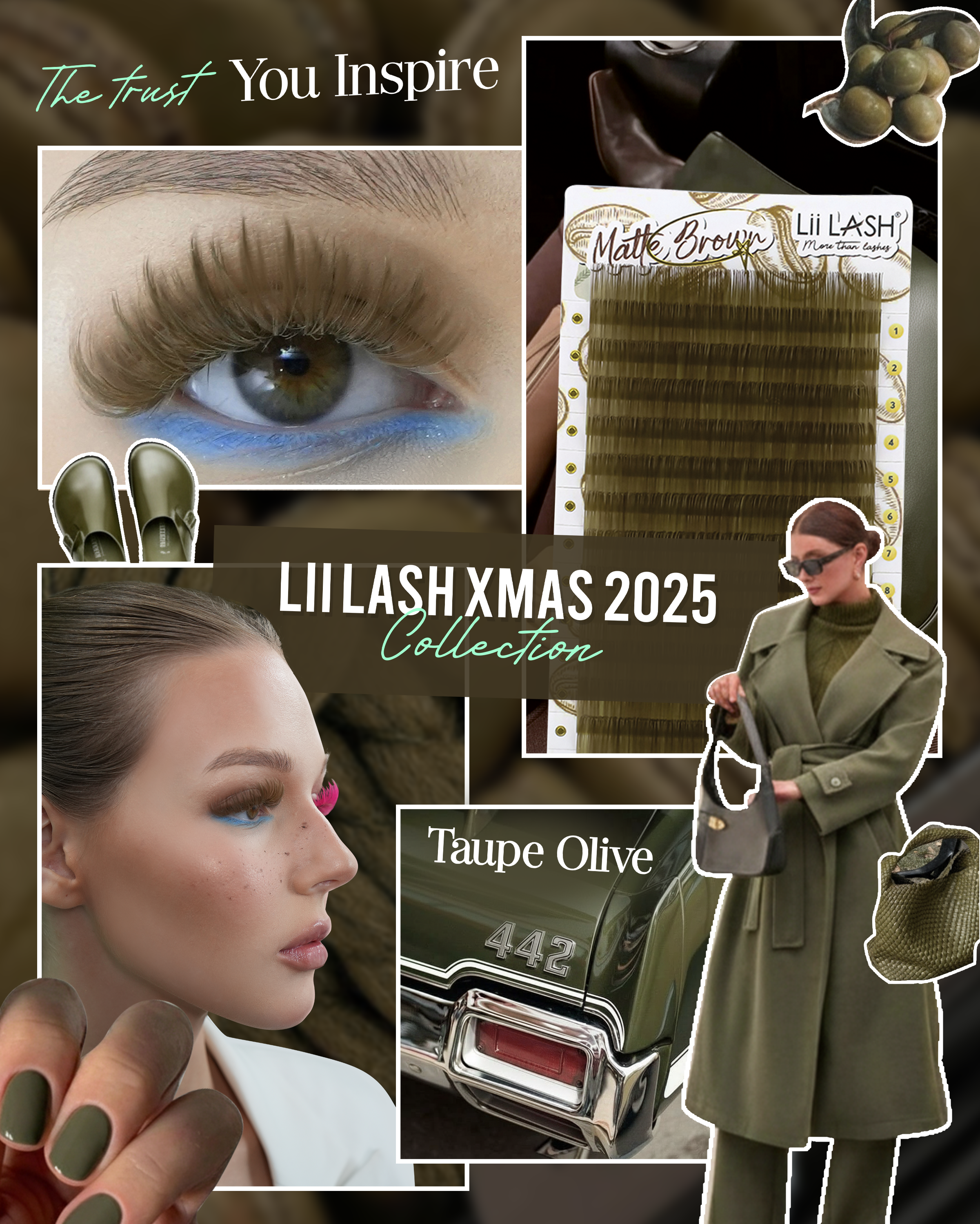 Matte Colored Lashes - Taupe Olive