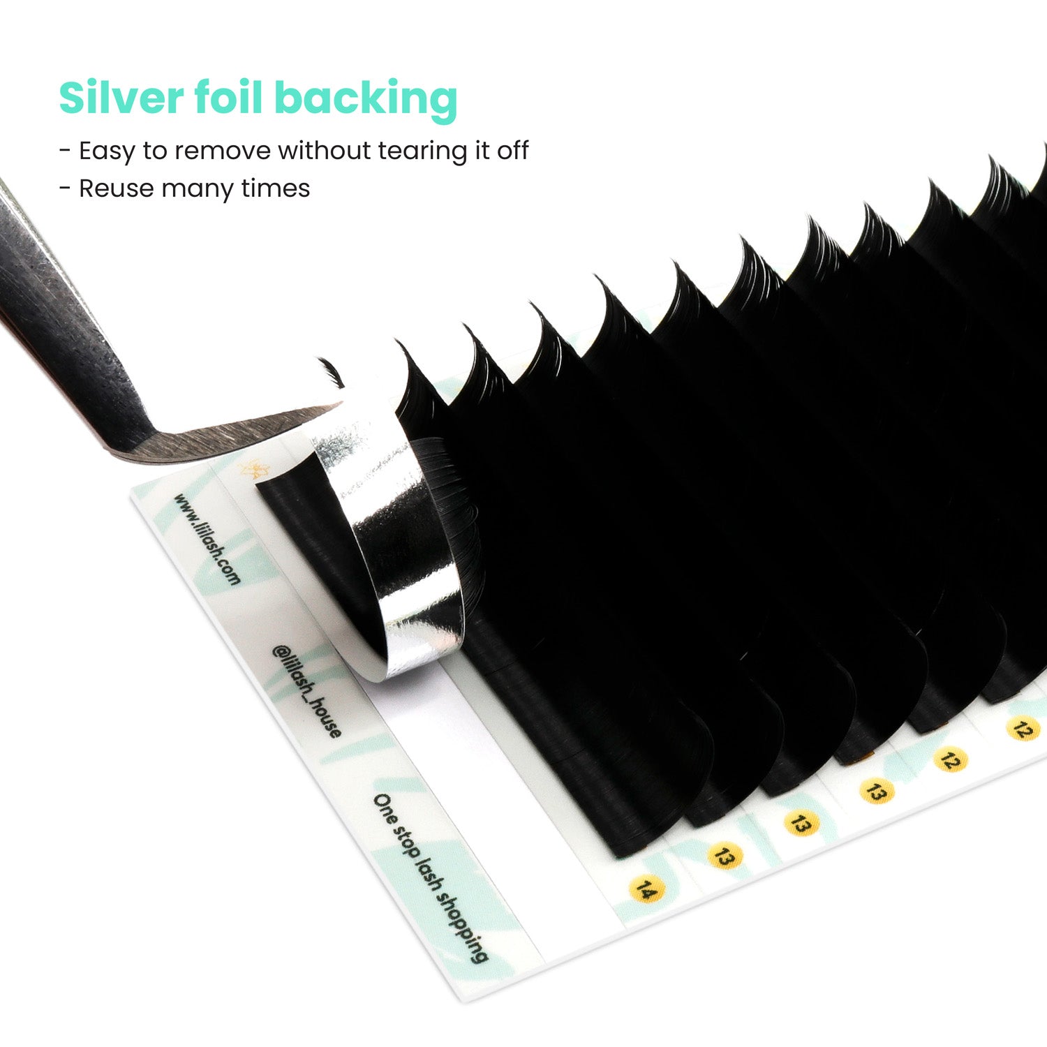 Tweezer brushing through Super Mink classic eyelash strip, showcasing dense softness.