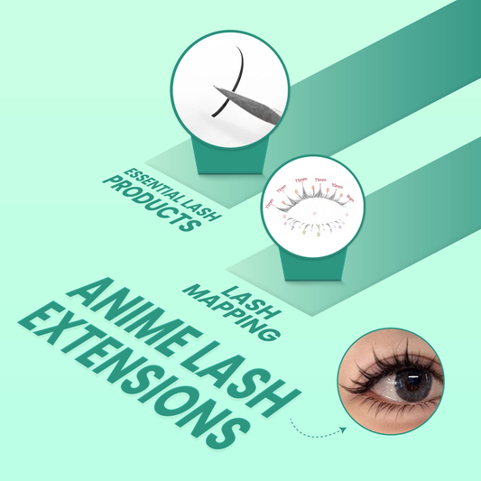 Professional anime lash extensions featuring clean spikes, precise mapping, and airy volume texture.