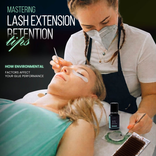 Professional lash artist applying eyelash extensions to a client, representing expert lash extension retention tips