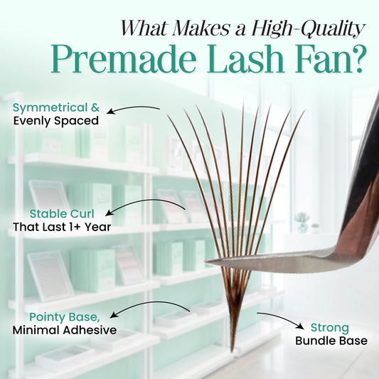 what makes a high-quality premade lash fan, detailing symmetrical spacing and professional extension standards.