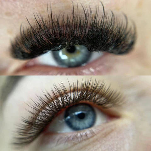 Wispy lashes showcasing textured wispy lash extensions
