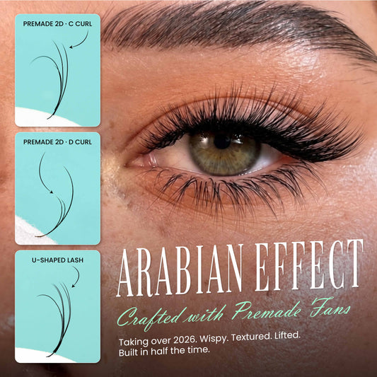 Arabian lashes created with premade fans using the Double Sandwich technique