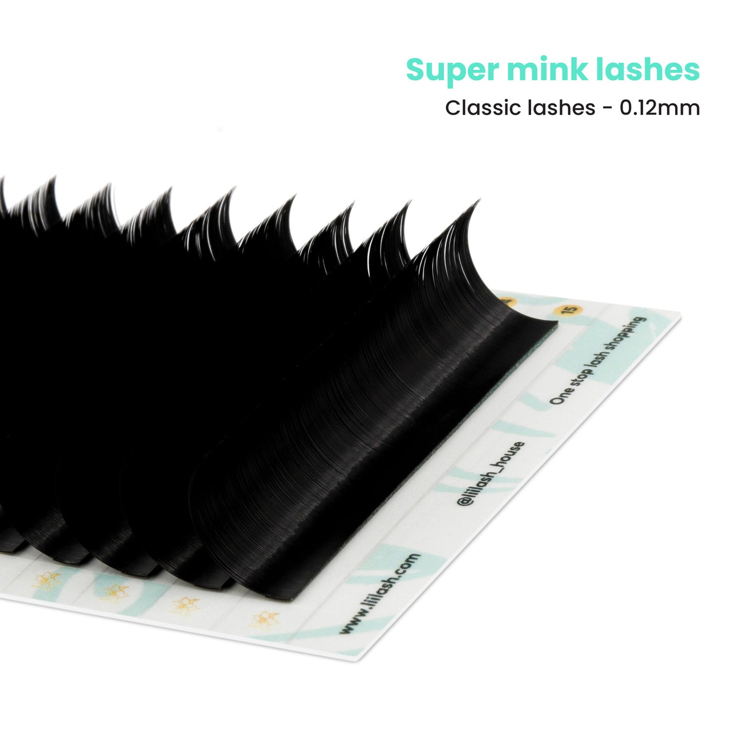 Dutch view - A partial view of Super Mink classic lash strips from below, angled tilt with lash strips tilting to the right.