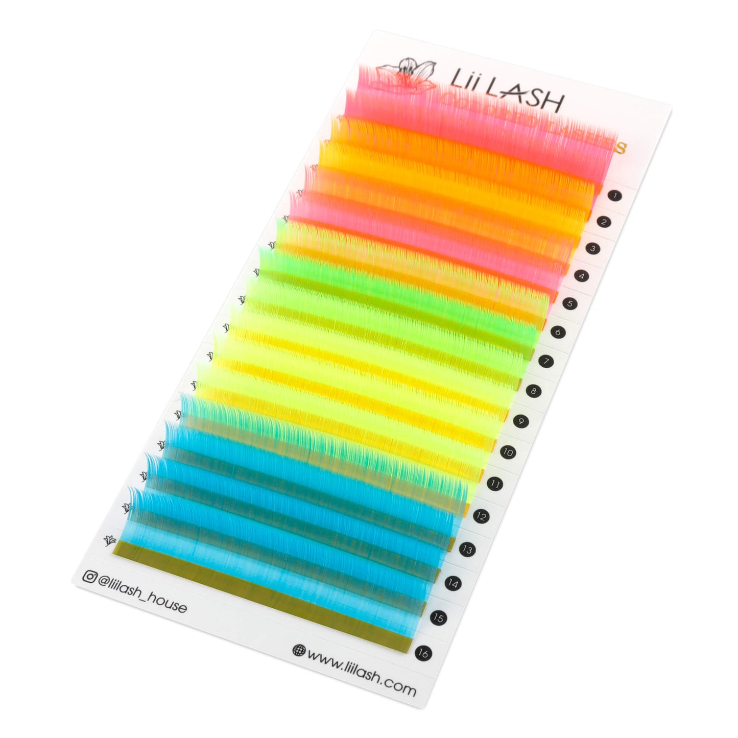 Mixed Neon Classic Rainbow Glow in the Dark Colored Lashes - 0.07mm- 16 lines - colored volume lashes