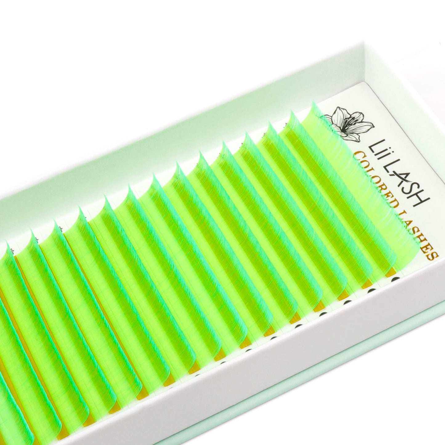 Neon Green Colored - Faux Mink Lashes - 0.07mm - neon green lash extensions