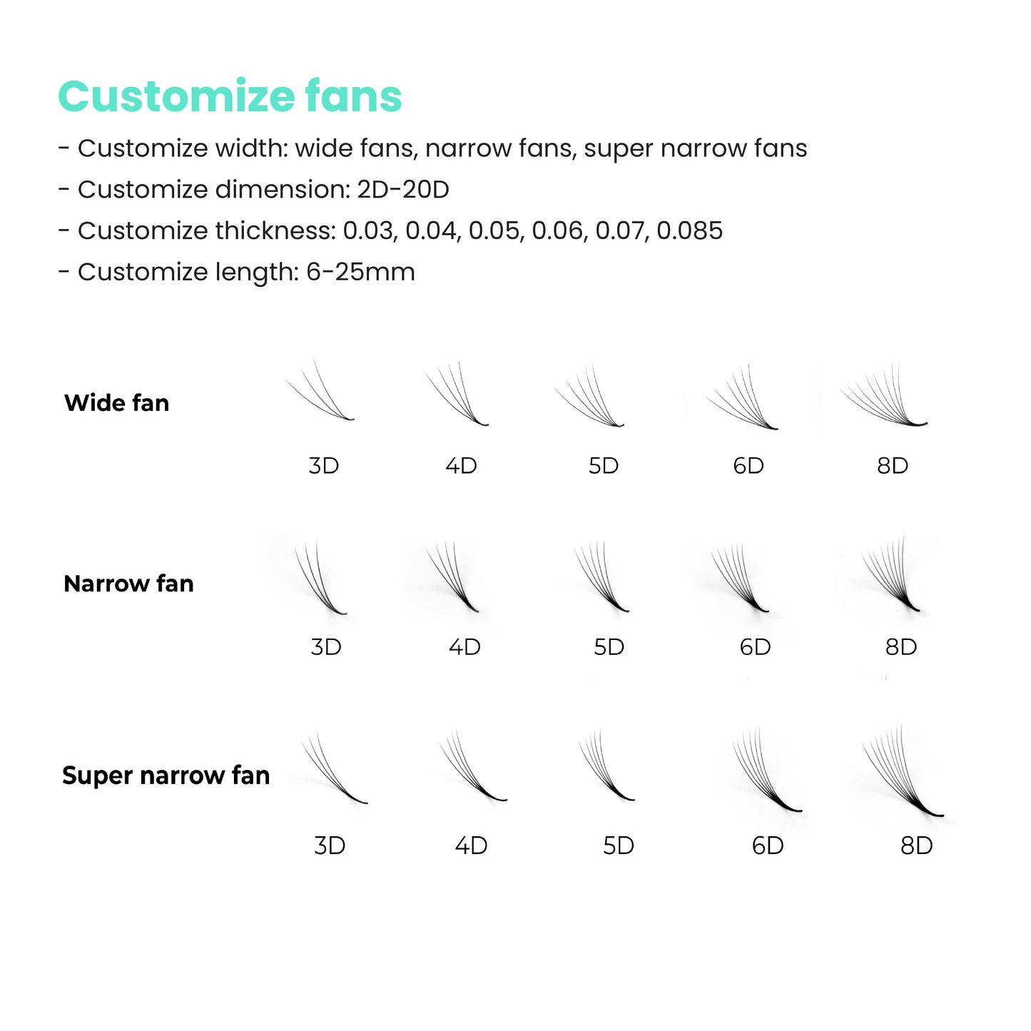 Premium super narrow premade fan - 8D