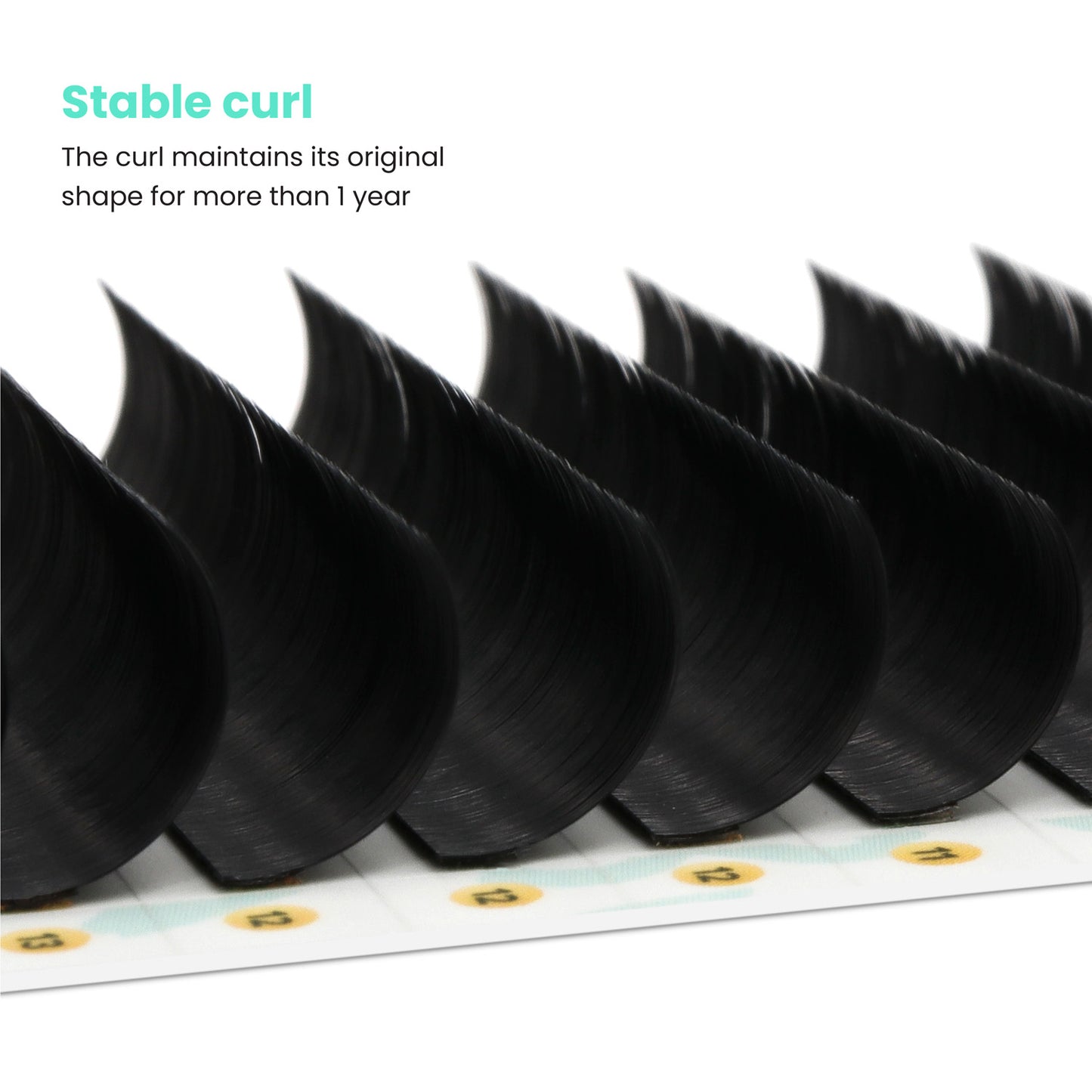 Side view - 16 lines mixed tray Super Mink classic lash extension strips ranging from 8mm to 15mm.